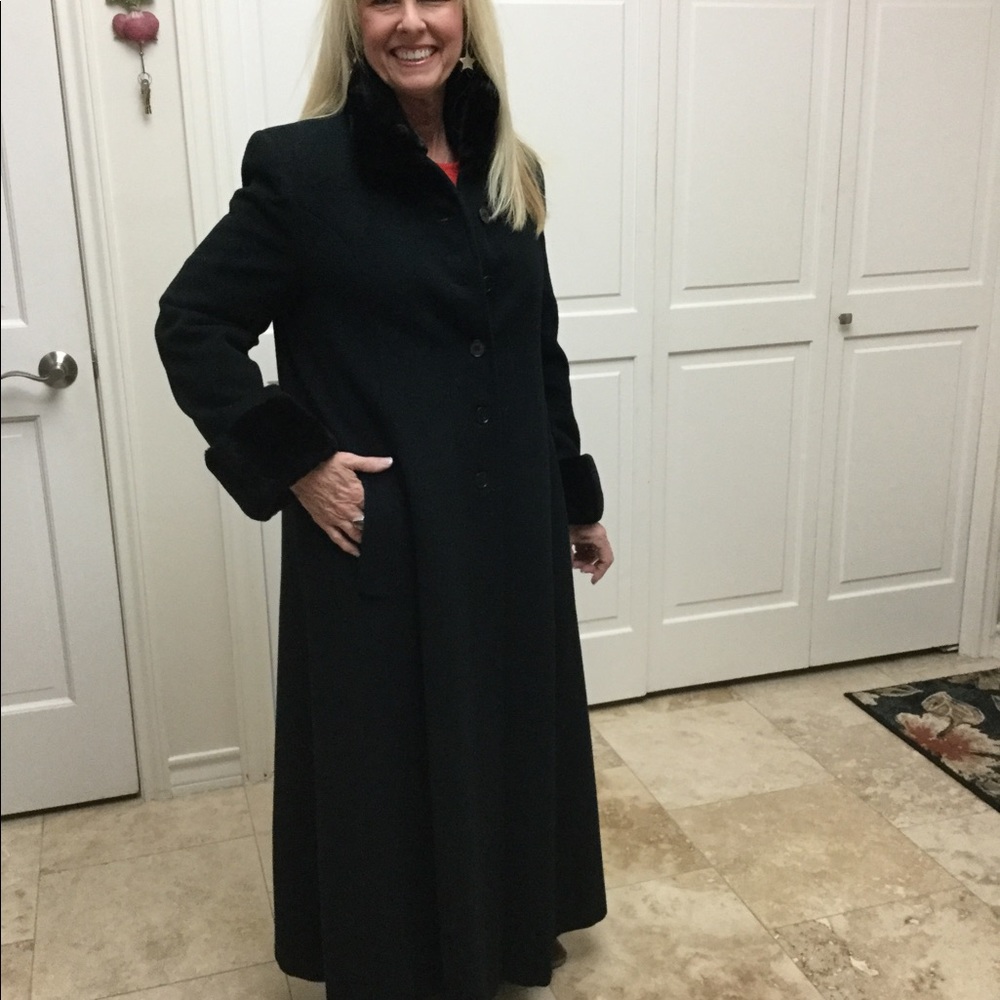 S by Searle long dress coat with faux fur trim